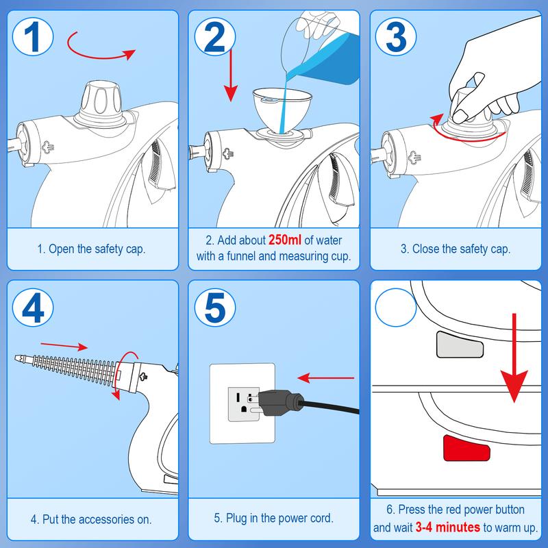 Phueut Pressurized Steam Cleaner with Smart Lock Multifunctional Handheld Steamer for Kitchen Bathroom Windows Floors - Pressure